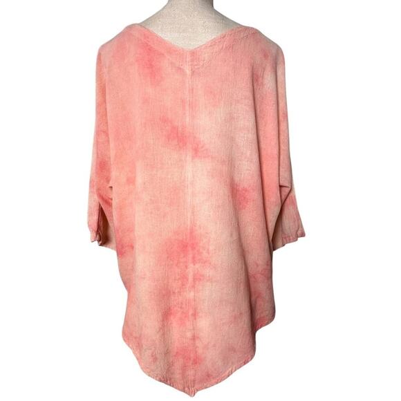 OH MY GAUZE! Lynn Tie Dye Dolman Asymmetric Top Pink Sz 3 US‎ XXL Lagenlook EC - Picture 4 of 16
